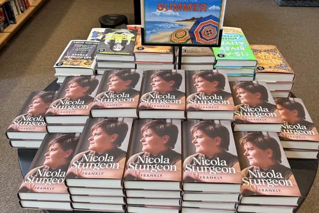 A display stand of copies of former first minister Nicola Sturgeon's memoir Frankly at Waterstones bookshop on Glasgow's Argyle Street (Picture: Craig Meighan/PA Wire)
