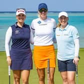 Gemma Dryburgh, right, pictured with Nanna Madsen and Nicole Borch Estrup during a practice round for the $5 million Aramco Saudi Ladies International. Credit: Tristan Jones/LET.