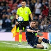 Scotland captain Andy Robertson in action during the rain-swept Euro 2024 qualifier between Scotland and Georgia at Hampden on Tuesday (Picture: Craig Foy/SNS Group)