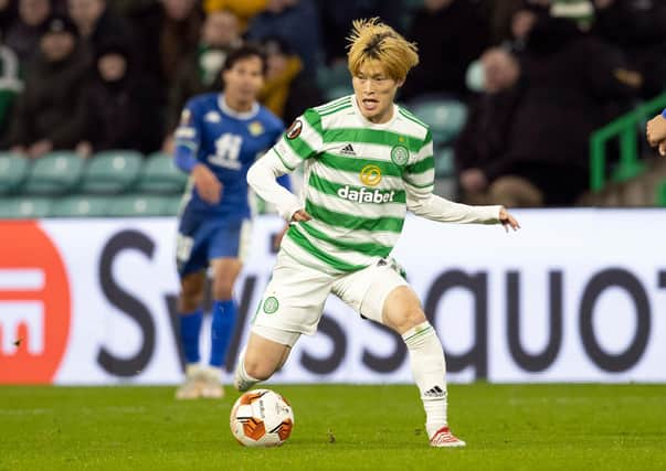 Celtic striker Kyogo Furuhashi remains a doubt for Sunday's Premier Sports Cup final against Hibs  (Photo by Alan Harvey / SNS Group)