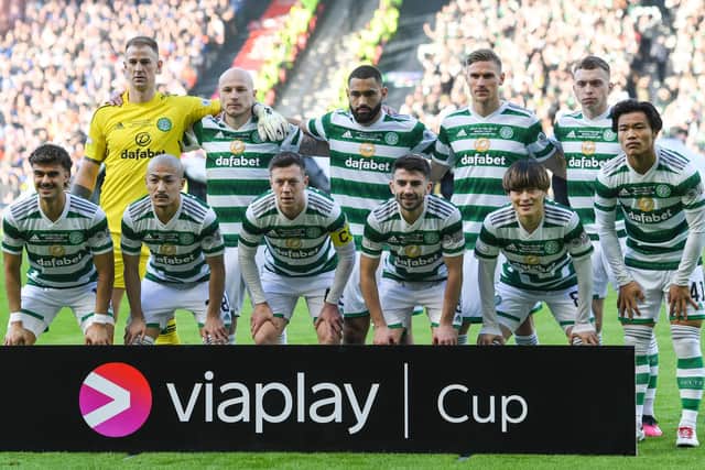 The Celtic starting eleven for the Viaplay Cup final.  (Photo by Craig Foy / SNS Group)