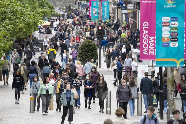 Shoppers out and about in the centre of Glasgow. Picture: Jane Barlow/PA