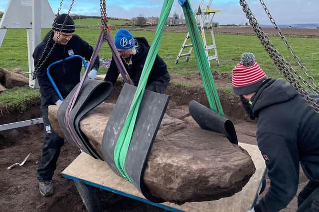 The stone has now been excavated and will undergo further analysis. PIC: Aberdeen University