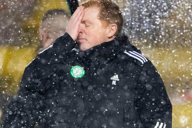 Neil Lennon's reaction says it all on another grim evening for the Celtic manager. (Photo by Alan Harvey / SNS Group)
