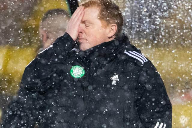 Neil Lennon's reaction says it all on another grim evening for the Celtic manager. (Photo by Alan Harvey / SNS Group)
