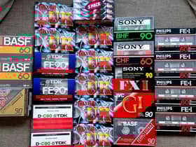 Some of my 'new old stock' blank cassettes - tapes produced decades ago, in some cases, that remain in their sealed packaging.