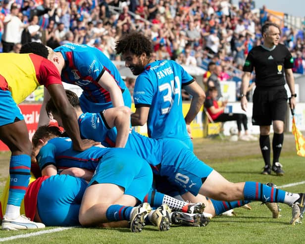 Inverness' Billy Mckay celebrates his goal against Montrose.