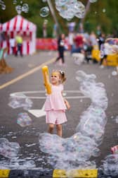 Maya Lipczyk enjoying the bubbles.