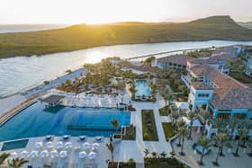 Aerial view of Sandals Royal Curacao, on the Dutch Caribbean Island of Curaçao, 37 miles from Venezuela. Sandals' new all-inclusive, couple’s-only resort opened this year. Pic: Sandals Royal Curacao/PA.