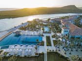 Aerial view of Sandals Royal Curacao, on the Dutch Caribbean Island of Curaçao, 37 miles from Venezuela. Sandals' new all-inclusive, couple’s-only resort opened this year. Pic: Sandals Royal Curacao/PA.