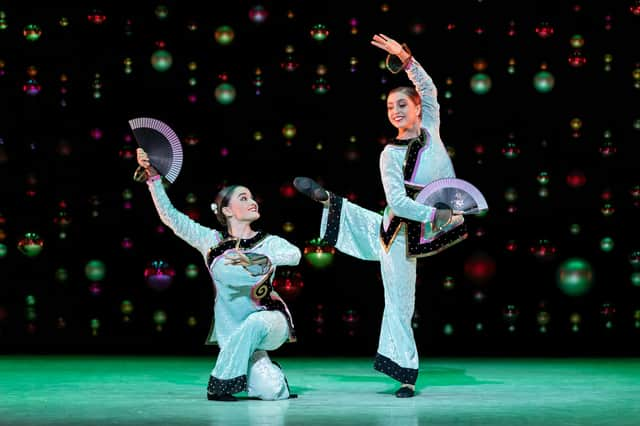 Alice Kawalek and Kayla-Maree Tarantolo perform the revamped Chinese Tea Dance sequence of Scottish Ballet's production of The Nutcracker (Picture: Andy Ross)