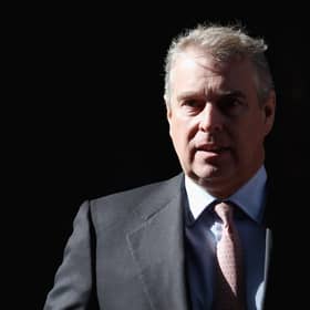 Prince Andrew, Duke of York leaves the headquarters of Crossrail at Canary Wharf. Picture: Dan Kitwood/Getty Images