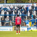 Morton's Robbie Crawford celebrates scoring to make it 2-1 during a cinch Championship match between Greenock Morton and Queen's Park at Cappielow Park, on April 29, 2023, in Greenock, Scotland.  (Photo by Roddy Scott / SNS Group)