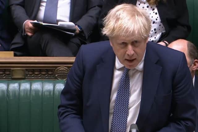 Prime Minister Boris Johnson delivers a statement on the Ukraine in the House of Commons.