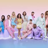 Sam Quek, Shayne Ward, Tasha Ghouri, Dr Punam Krishan, Pete Wicks, Jamie Borthwick, Nick Knowles, JB Gill, Chris McCausland, Montell Douglas, Toyah Willcox, Wynne Evans, Paul Merson, Sarah Hadland and Tom Dean, the celebrity contestants in this year's BBC1's Strictly Come Dancing.  Photo credit: Ray Burmiston/PA Wire