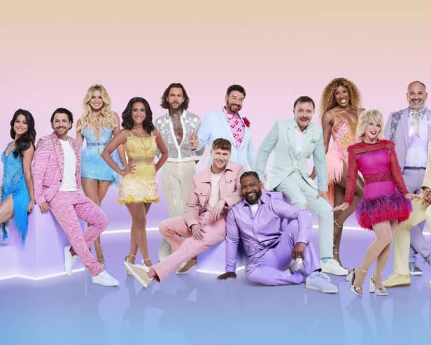 Sam Quek, Shayne Ward, Tasha Ghouri, Dr Punam Krishan, Pete Wicks, Jamie Borthwick, Nick Knowles, JB Gill, Chris McCausland, Montell Douglas, Toyah Willcox, Wynne Evans, Paul Merson, Sarah Hadland and Tom Dean, the celebrity contestants in this year's BBC1's Strictly Come Dancing.  Photo credit: Ray Burmiston/PA Wire