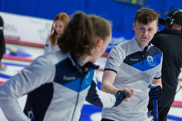 Scotland's Jen Dodds and Bruce Mouat at the World Mixed Doubles Curling Championships in Aberdeen. Picture: WCF/Celine Stucki