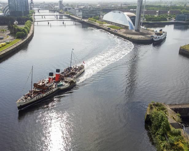 Waverley leaving its berth beside Glasgow Science Centre at the launch of its summer season last May for a cruise down the Clyde to Tighnabruaich. (Photo by John Devlin/The Scotsman)