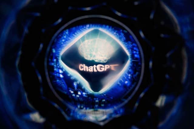A screen displaying the logo of ChatGPT, the artificial intelligence software application developed by OpenAI.