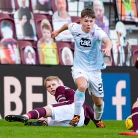 Raith Rovers debutant Kai Kennedy takes on Hearts captain Steven Naismith on Saturday.