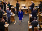 Nicola Sturgeon, First Minister of Scotland, is seen leaving the chamber following her final First Ministers Questions. Picture: Peter Summers/Getty Images