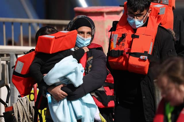 Migrants arrive at Dover Port after being picked up by border force on Saturday