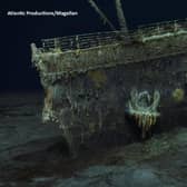 The wreck of the Titanic, which lies 12,500ft down in the Atlantic.