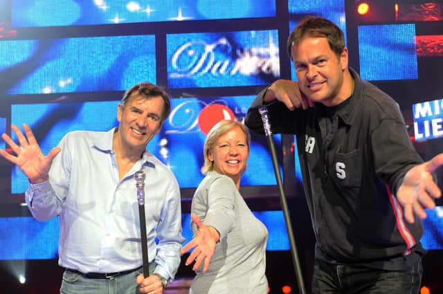 TV show Dragon's Den made stars of Duncan Bannatyne, Deborah Meaden and Peter Jones, seen rehearsing for Comic Relief, and could also be adapted to provide practical help for budding entrepreneurs in Scotland (Picture: Zak Hussein/PA)