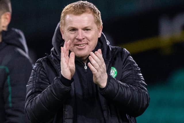 Celtic manager Neil Lennon celebrates the winning goal in the 3-2 win over Lille that ended the club's winless run and could result in a makerover of the side. (Photo by Craig Williamson / SNS Group)