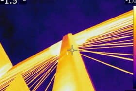 A thermal imaging camera image of the Queensferry Crossing from February. Picture: BEAR Scotland