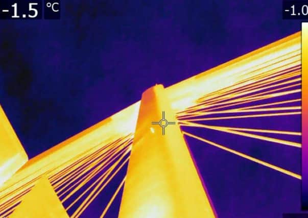 A thermal imaging camera image of the Queensferry Crossing from February. Picture: BEAR Scotland