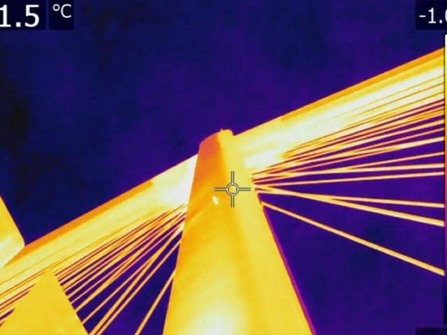 A thermal imaging camera image of the Queensferry Crossing from February. Picture: BEAR Scotland
