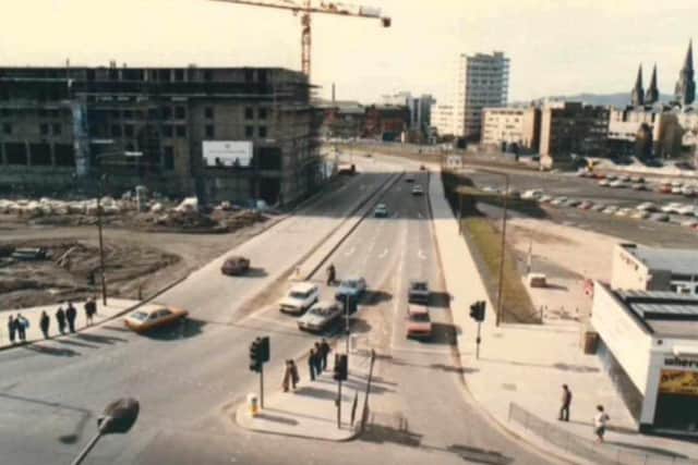 Construction work on the Sheraton Grand in 1985.