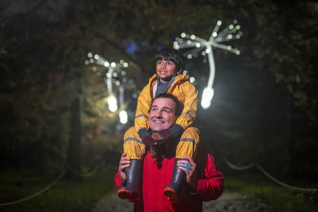 Light A Wish dandelion seeds appear to be dispersed in the air as Christmas At The Botanics opens at Royal Botanic Gardens Edinburgh. Photo: Phil Wilkinson