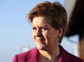 First Minister Nicola Sturgeon looks on at the Whitelee Wind Farm ahead of the SNP's annual conference. Picture: Russell Cheyne - Pool / Getty Images