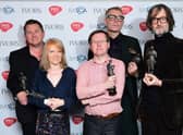 Pulp (left to right) Nick Banks, Candida Doyle, Mark Webber, Steve Mackey and Jarvis Cocker of Pulp, with the award for Outstanding Song Collection during the 62nd Annual Ivor Novello Music Awards at Grosvenor House in London. Mackey, the bass guitarist of Britpop band Pulp, has died aged 56.