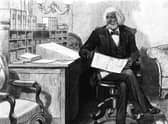 American journalist, abolitionist and former slave Frederick Douglass, working at his desk in the late 1870s, was a fan of Robert Burns' poetry (Picture: Hulton Archive/Getty Images)