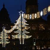 Christmas lights in George Square, Glasgow, on Saturday. Picture: John Devlin
