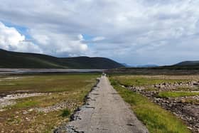 The old road to Ullapool from Dingwall was covered over with the creation of Loch Glascarnoch with the old route on show once again given falling water levels. PIC: Mark Campbell/Contributed.