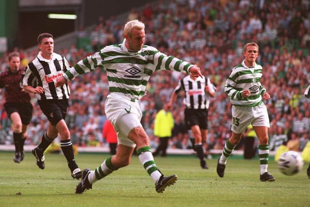 Scoring for Celtic against Dunfermline Athletic