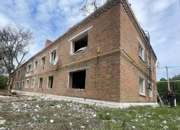 A damaged residential building in Dnipropetrovsk region, which was targeted by Russian forces earlier this week.