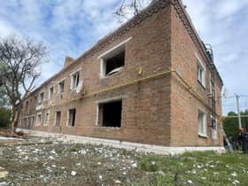 A damaged residential building in Dnipropetrovsk region, which was targeted by Russian forces earlier this week.