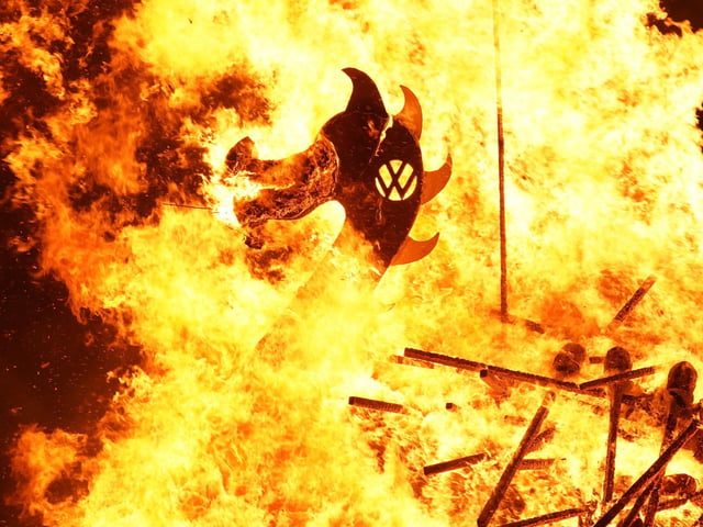 The Jarl Squad set light to the galley in Lerwick on the Shetland Isles during the Up Helly Aa fire festival. Originating in the 1880s, the festival celebrates Shetland's Norse heritage. Picture: Andrew Milligan/PA Wire