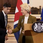 Prime Minister Rishi Sunak and European Commission president Ursula von der Leyen during a press conference in Windsor. Picture: Dan Kitwood/PA Wire