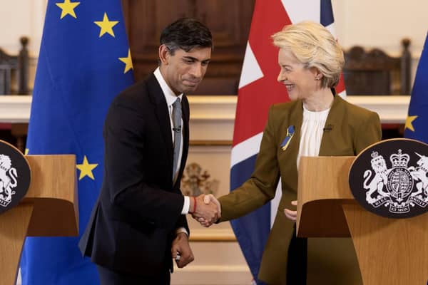 Prime Minister Rishi Sunak and European Commission president Ursula von der Leyen during a press conference in Windsor. Picture: Dan Kitwood/PA Wire