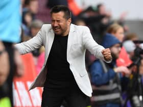 Celtic manager Fran Alonso celebrates at full time after the 3-2 victory over Glasgow City in the Scottish Women's Cup final at Tynecastle. (Photo by Craig Foy / SNS Group)