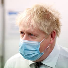 Britain's Prime Minister Boris Johnson visits a vaccination centre in Northampton. Picture: Peter Cziborra/POOL/AFP via Getty Images