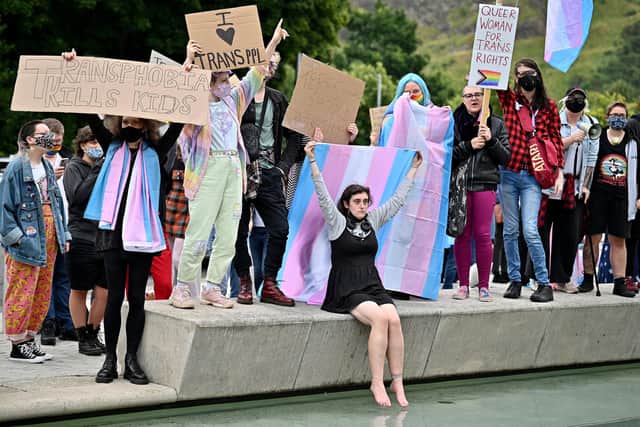Trans rights activists hold a rally in Edinburgh. Picture: Jeff J Mitchell/Getty Images