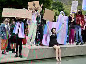 Trans rights activists hold a rally in Edinburgh. Picture: Jeff J Mitchell/Getty Images