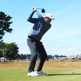 Scottie Scheffler tees off on the second hole in the second round of the Genesis Scottish Open at The Renaissance Club in East Lothian. Picture: Andrew Redington/Getty Images.